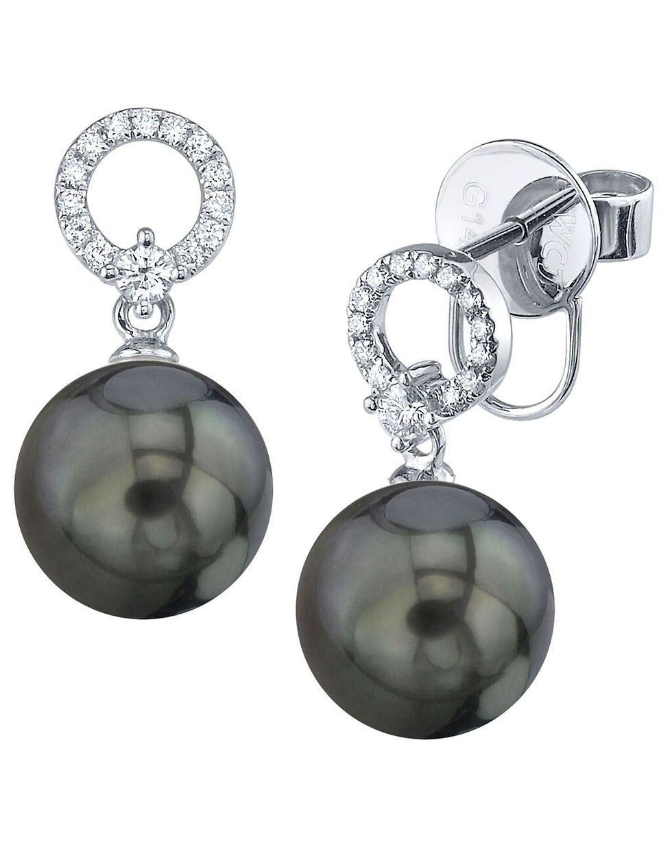 Tahitian South Sea Pearl & Diamond Earrings - Tafolita Design