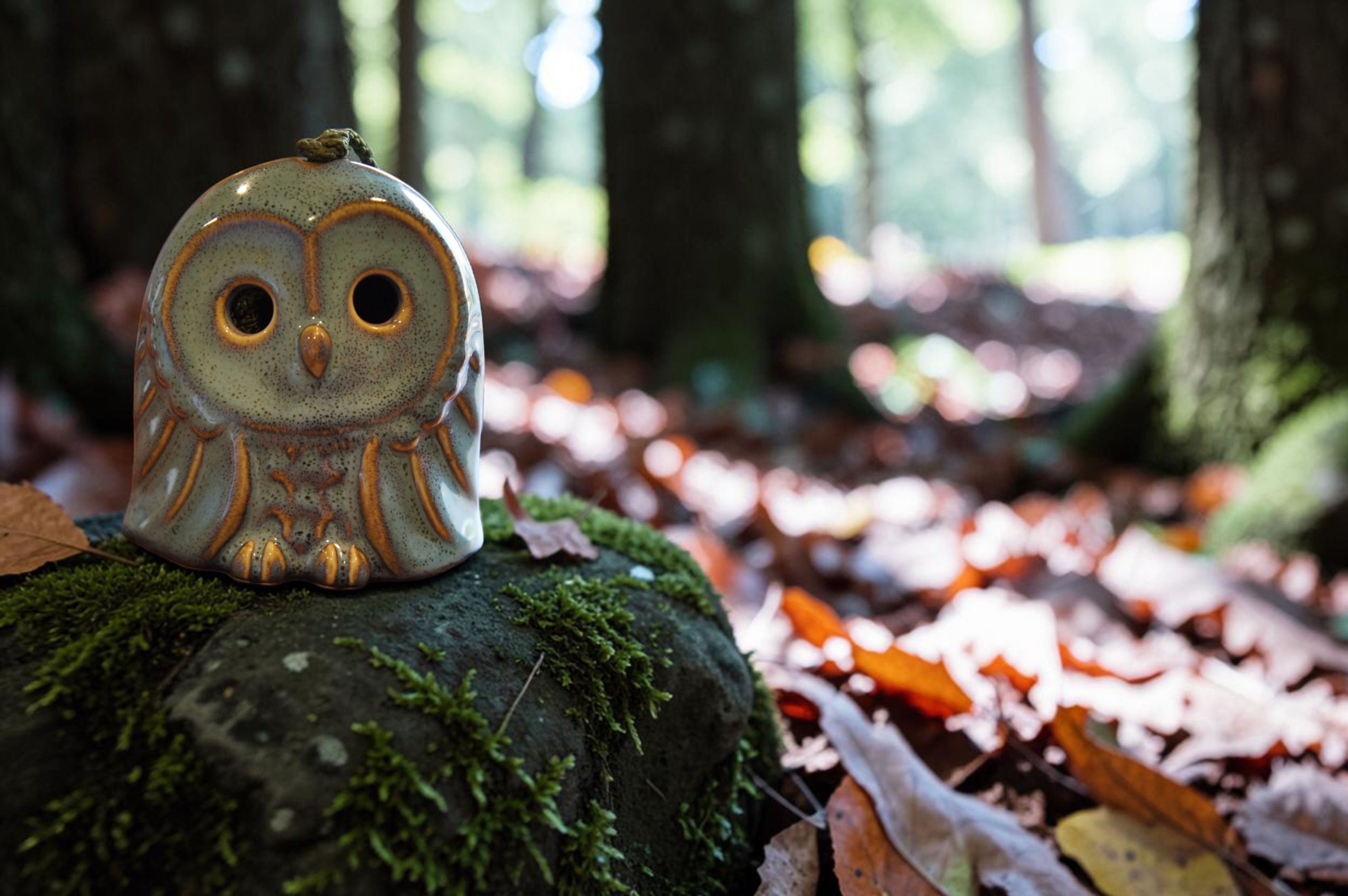 Ceramic Owl wind chimes - Blue color