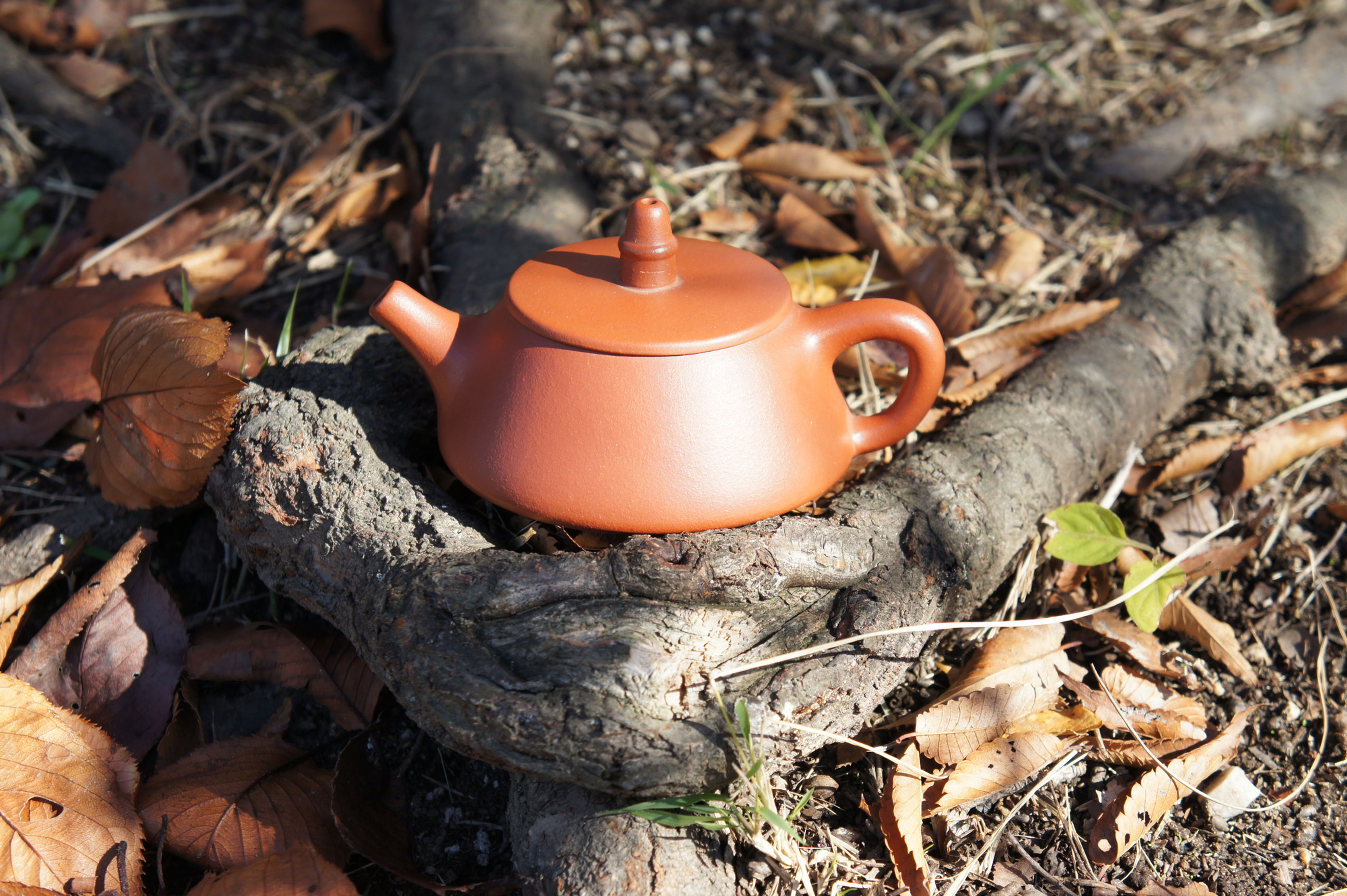 Purple sand clear cement flat bottom teapot