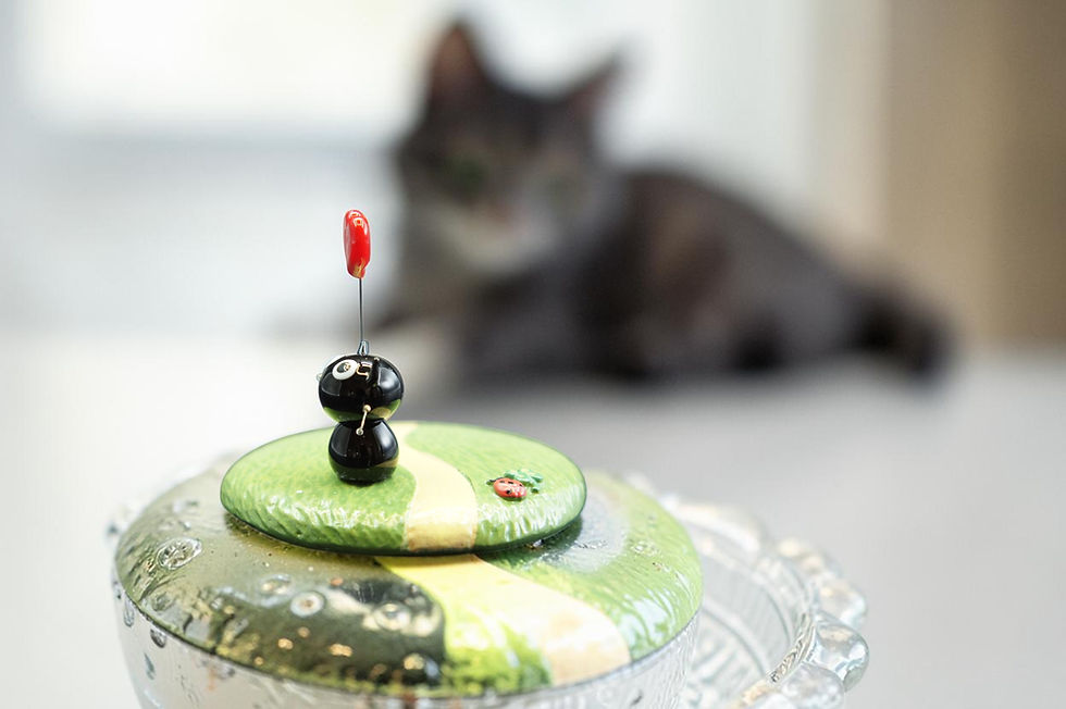 サムネイル： Kurokabe - Puppy love cat Handmade Glassware
