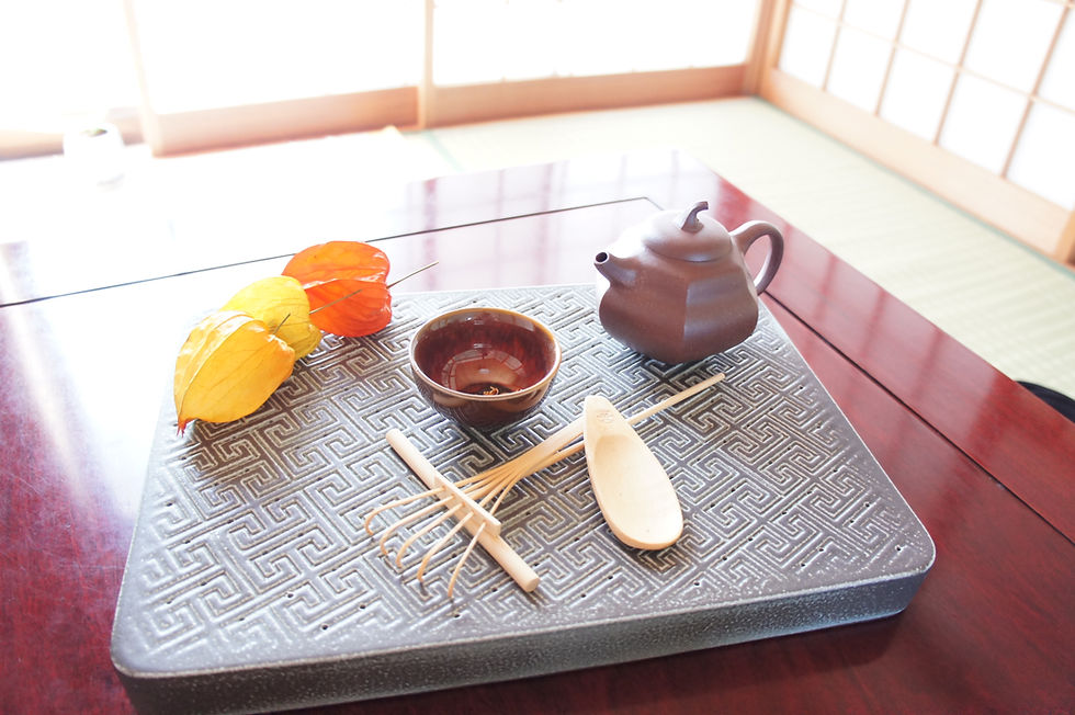 サムネイル： Tea ceremony Ceramic tray Regtan greywhite