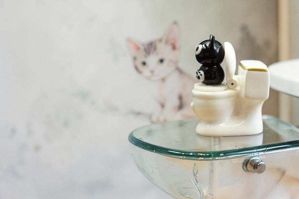 サムネイル： Kurokabe - Black cat using the toilet with Handmade Glass Burning