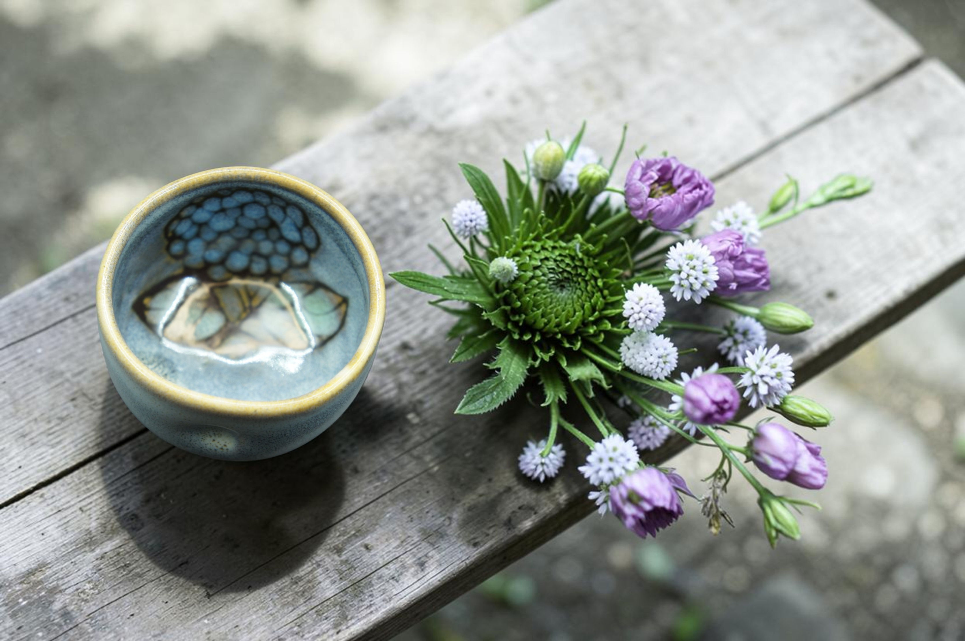 Nunohiki - Japanese style kujuku flower mini cup - blue