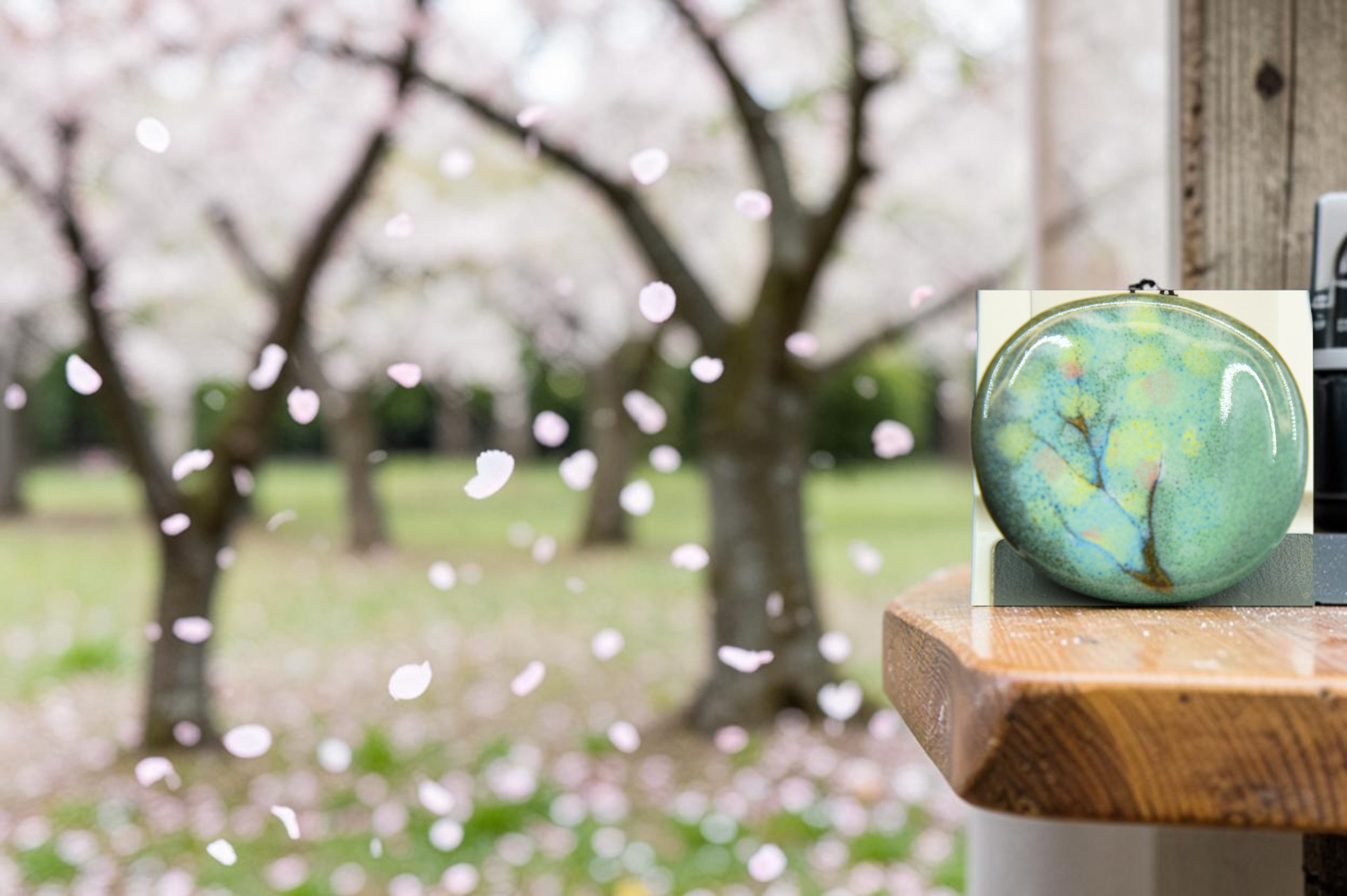 Nunohiki - Sakura pattern chopstick holder - Green
