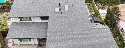 Close aerial view of completed Owens Corning cool roof