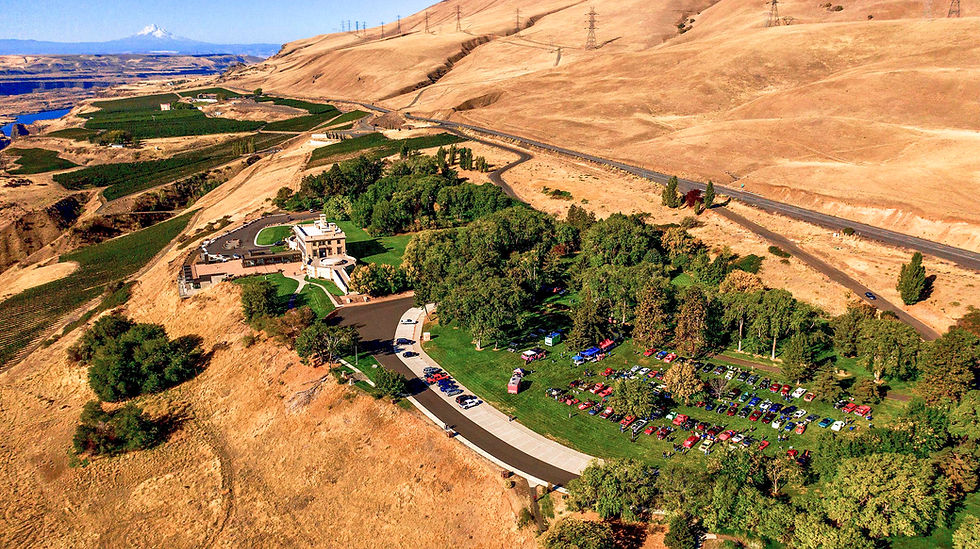 Open car show welcomes all cars of all vintages at the Maryhill Museum of Art.