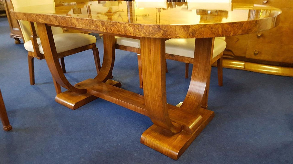 Thumbnail: Superb Walnut Art Deco Dining Suite c 1925-35