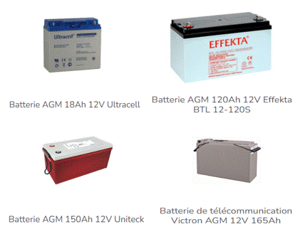 Divers modèles de batteries AGM 12 V