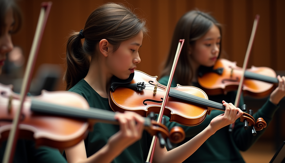 Eye-level view of a music classroom filled with students enjoying their lesson