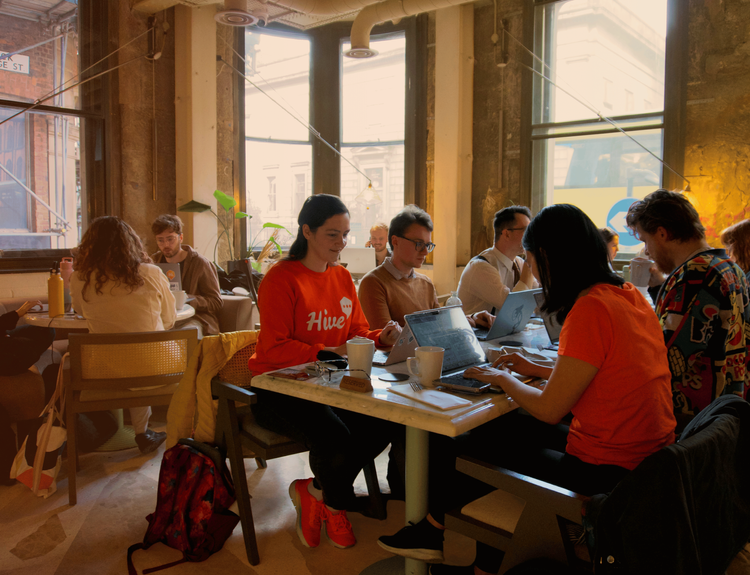 Hive co-founder working with her team