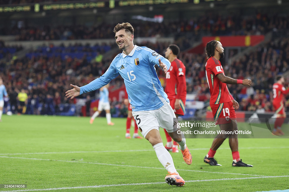 Thomas Meunier celebrating a goal for his Country, Belgium