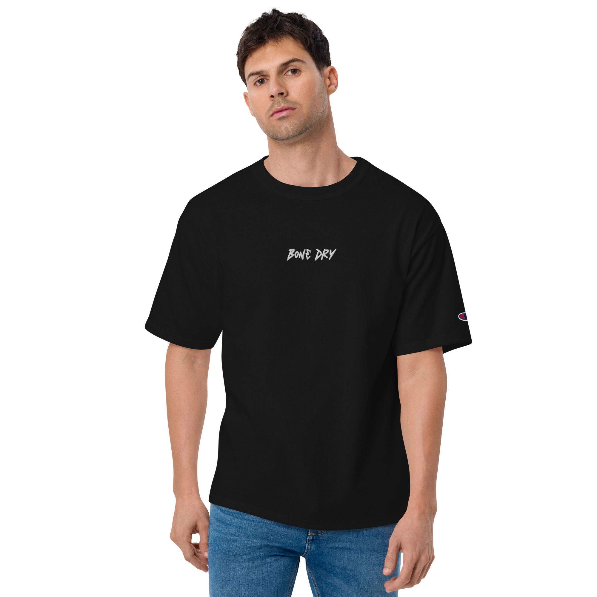 Men's Champion embroidered T-Shirt, white text