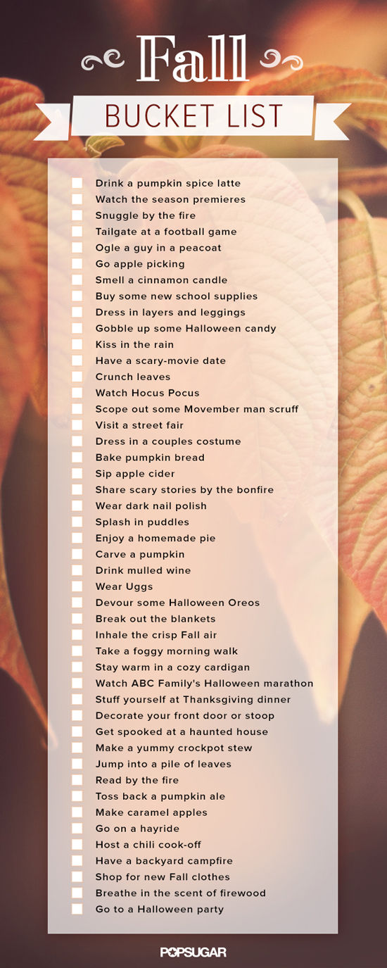 Fall 2017 Bucket List