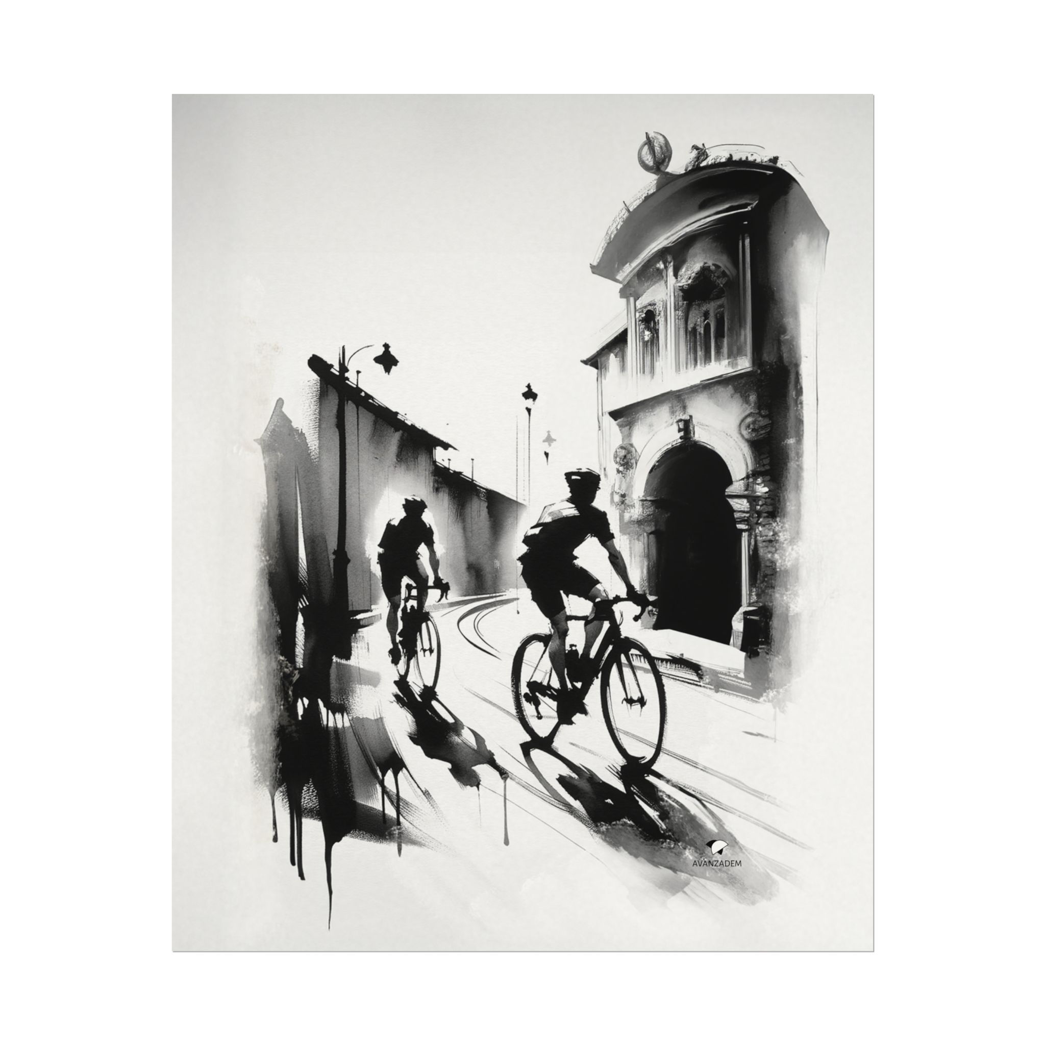Dynamic Bicycle Watercolor Art Poster