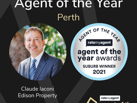 Claude Iaconi Wins RateMyAgent 2021 Perth - Property Sales Award