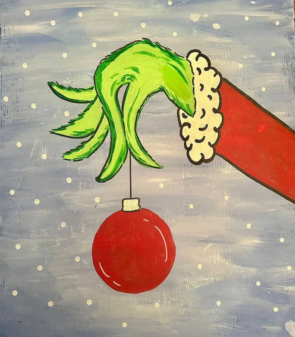 December Kids Art Party - Grinchmas Painting + Ornament Decorating