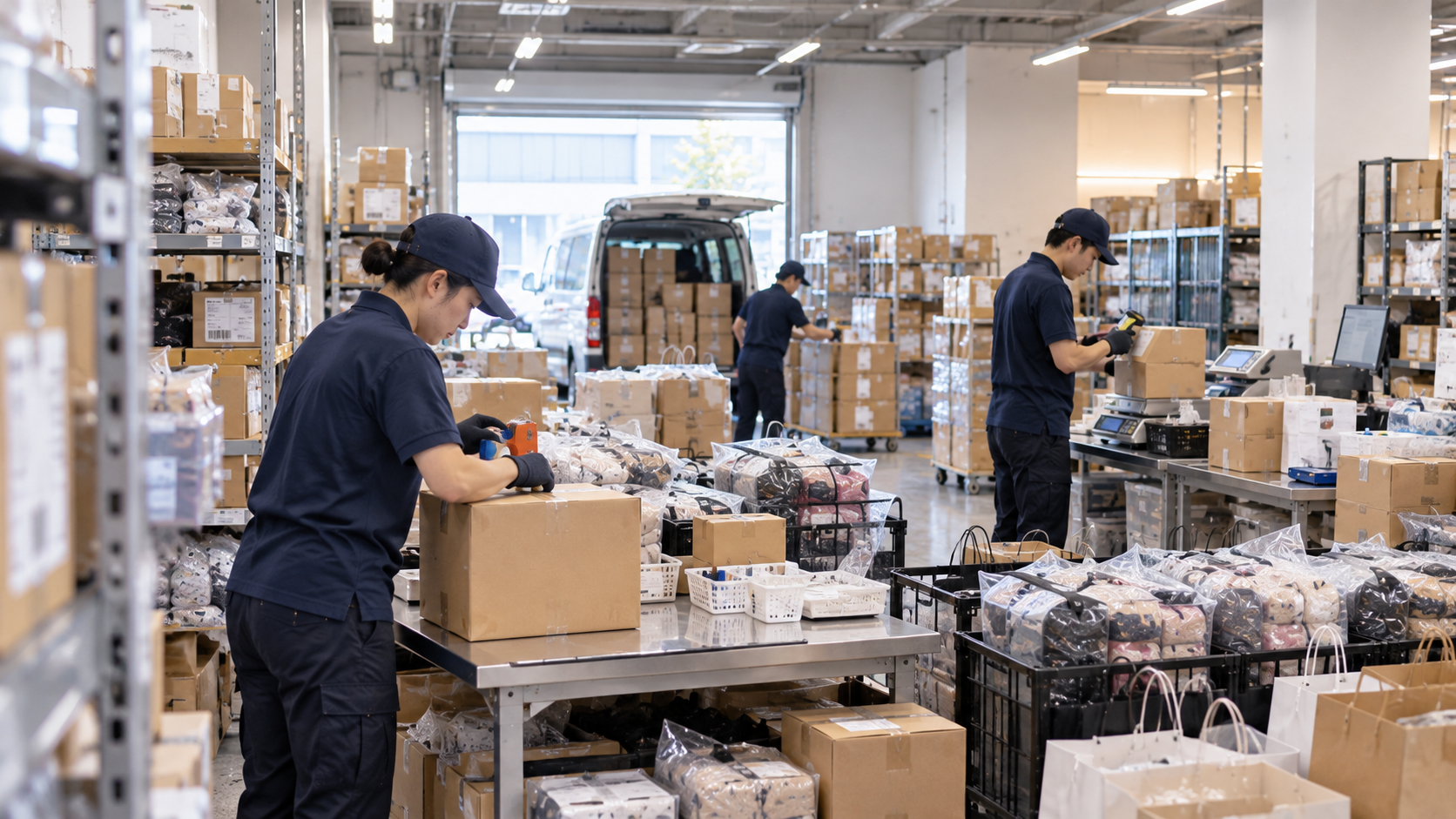 日本倉庫整理與打包作業