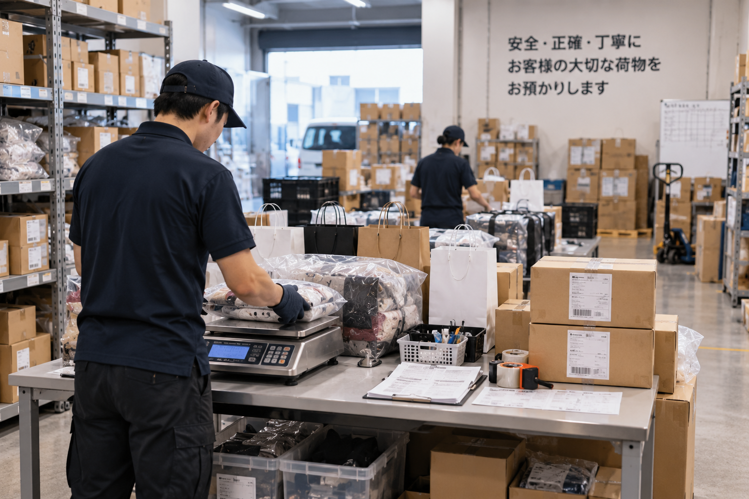 日本戸田倉庫逐袋逐箱秤重作業