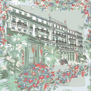Illustration Foulard Hotel Beau Rivage Lausanne, Manuela Federica