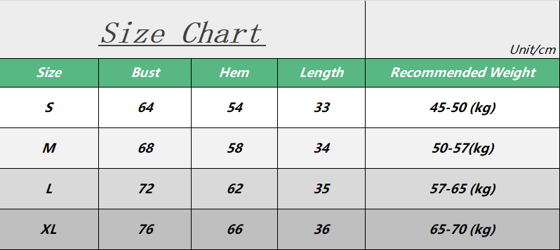 Thumbnail: size chart