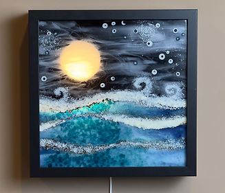 Fused glass paintings with LED backlighting