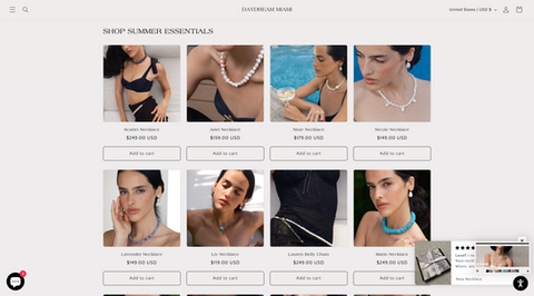 a display of women wearing necklaces from daydream miami