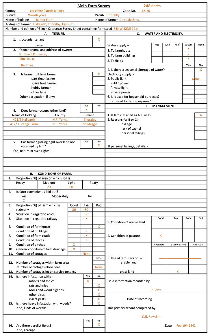 Dinsdale Bros., Barker Farm Survey, 1942