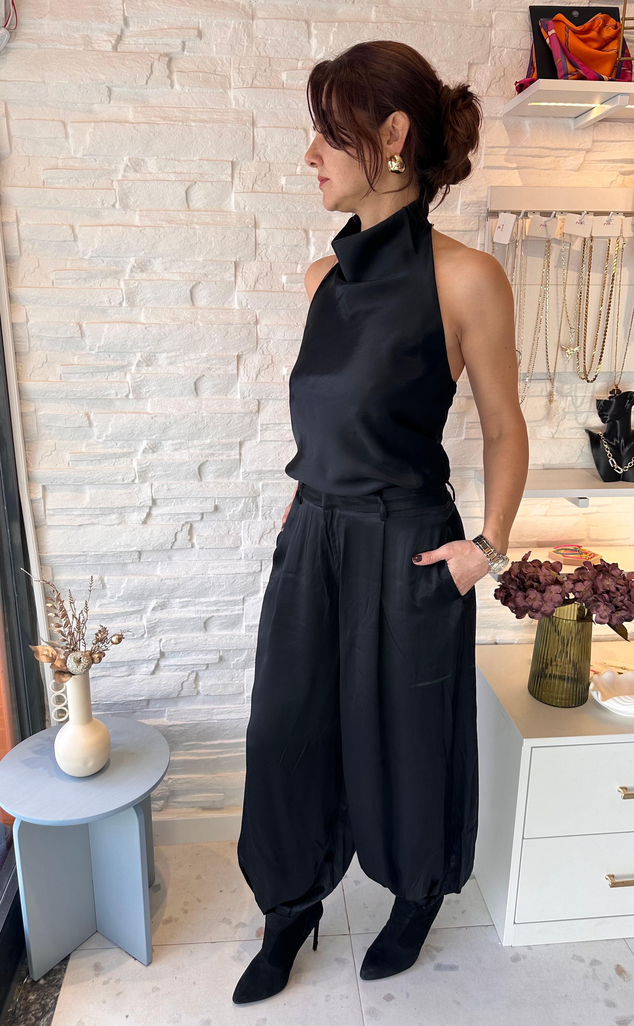 Saten Şalvar Kadın Pantolon