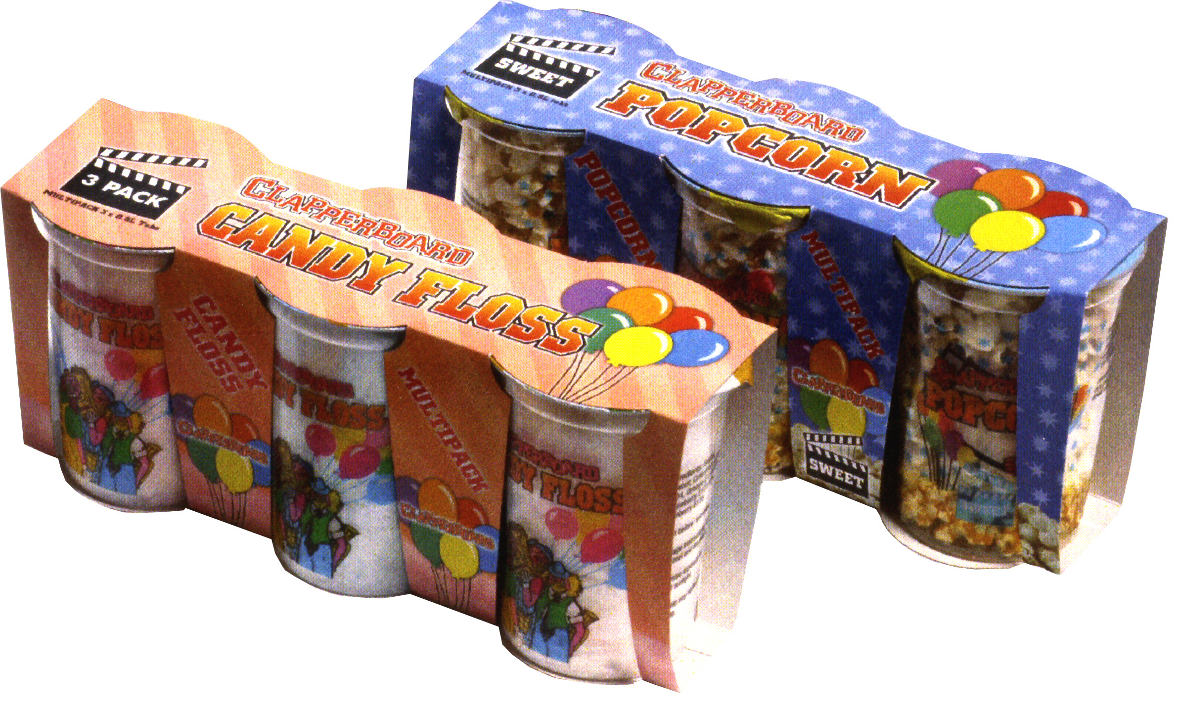 CON 128 Clapperboard 3 Pack Candy Floss & Popcorn