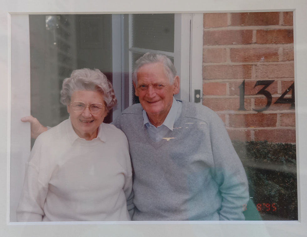 Granjoy and Granpop outside 134 Brookmans Park