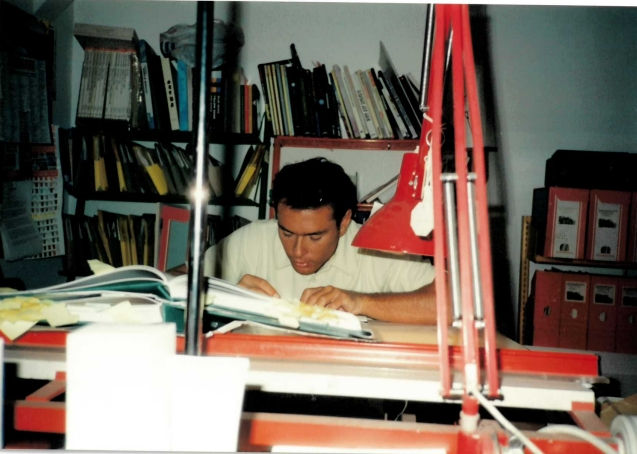March working at his desk in the MTP studio