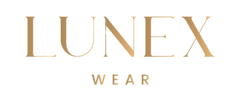 Lunexwear gold logo on maroon background