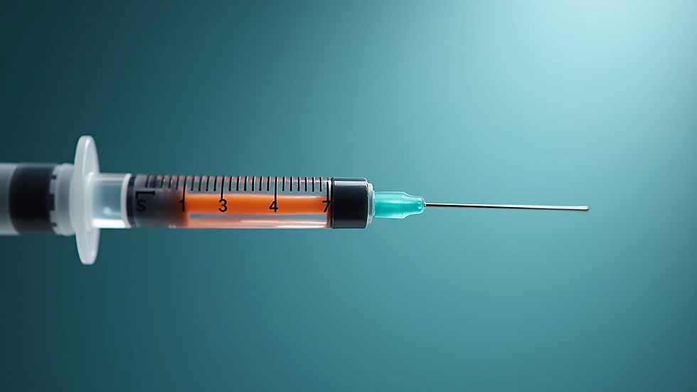 Close-up view of a syringe preparing for a joint injection