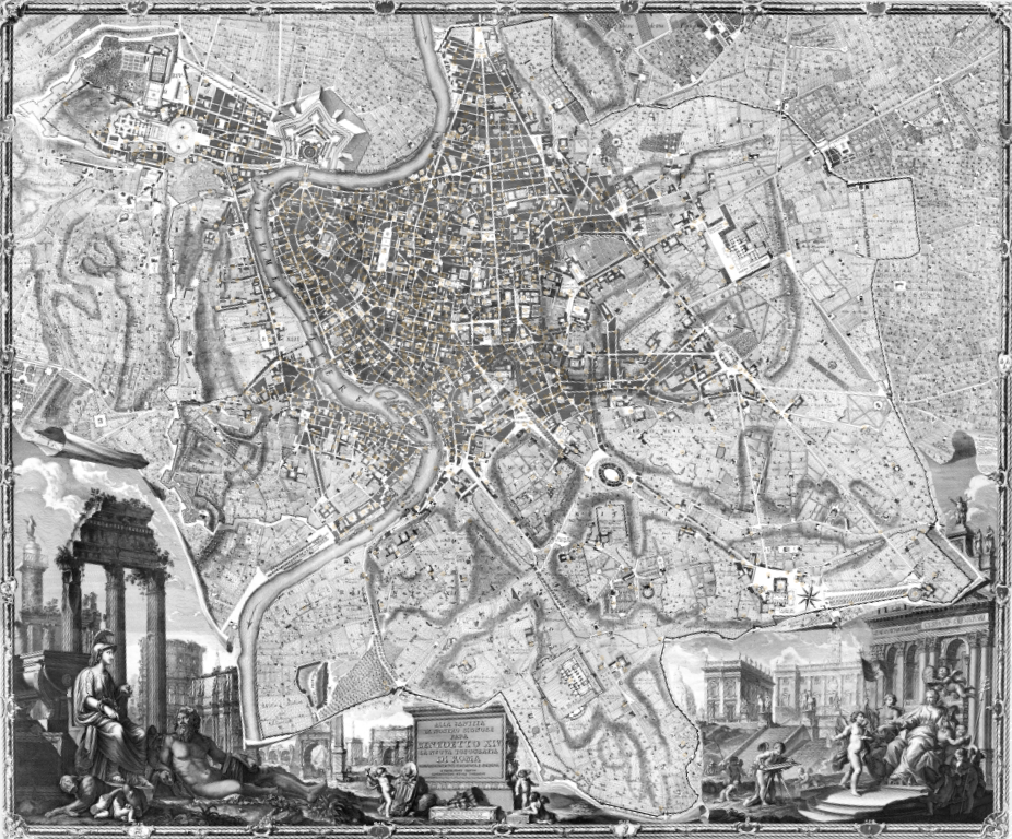 Map of Rome (Pianta Grande di Roma) by Giambattista Nolli (1748)