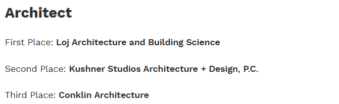 Chronogram Reader's Choice Awards: Architect Category Winners