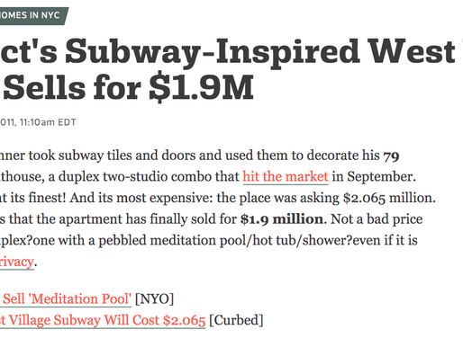 Curbed: Architect’s Subway-Inspired West Village Duplex Sells for $1.9M