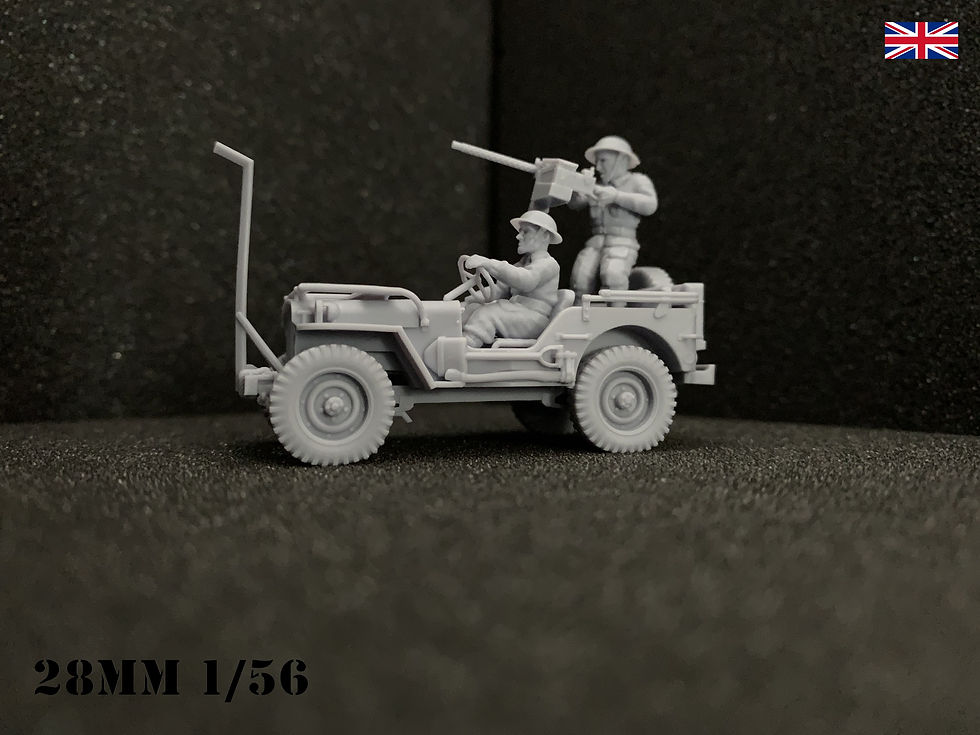 Miniature : British Army US Jeep Wire cutter option Windshield Down MG Mount