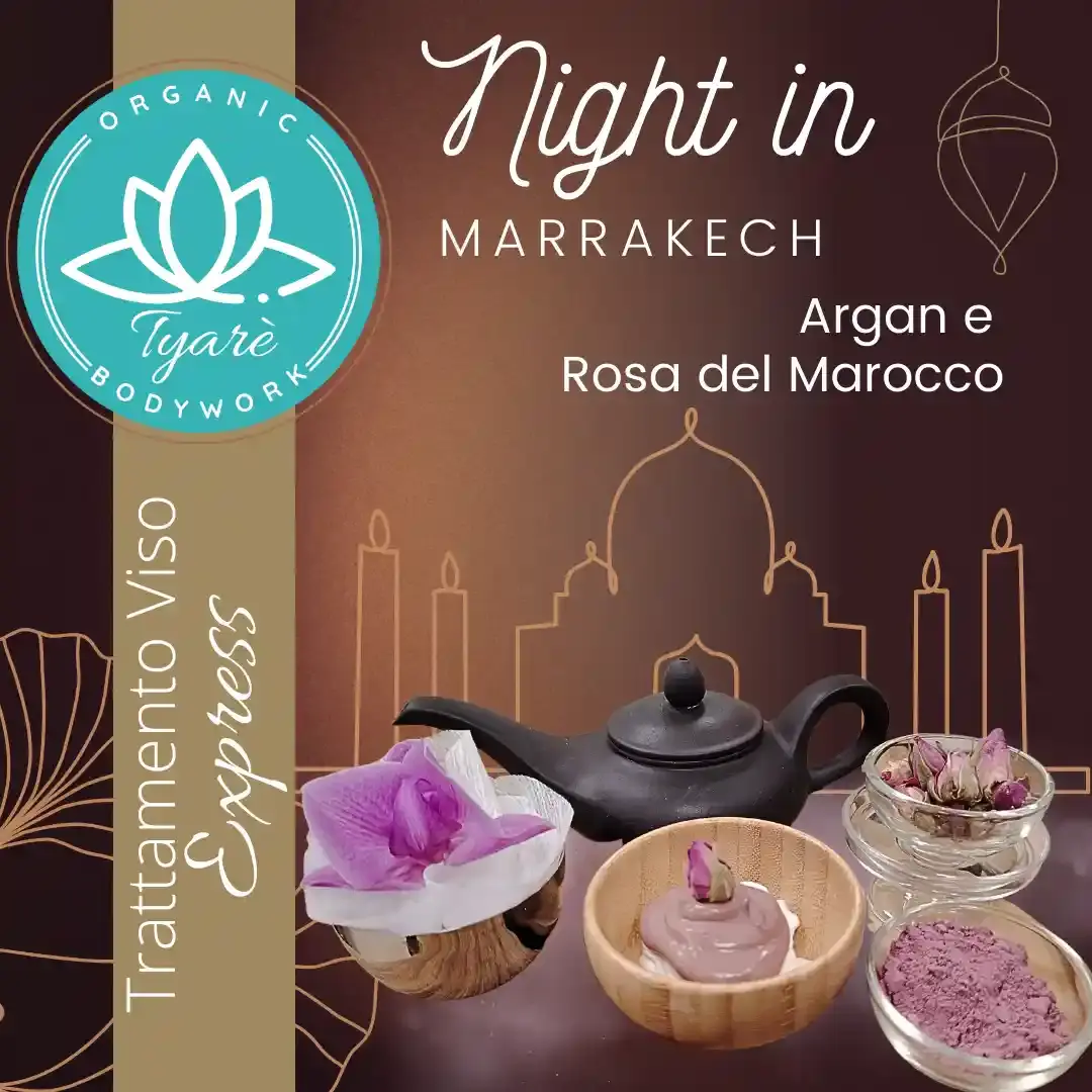 Lanterna con olio di Argan e maschera rosa damascena per trattamento viso che nutre, idrata e illumina la pelle.