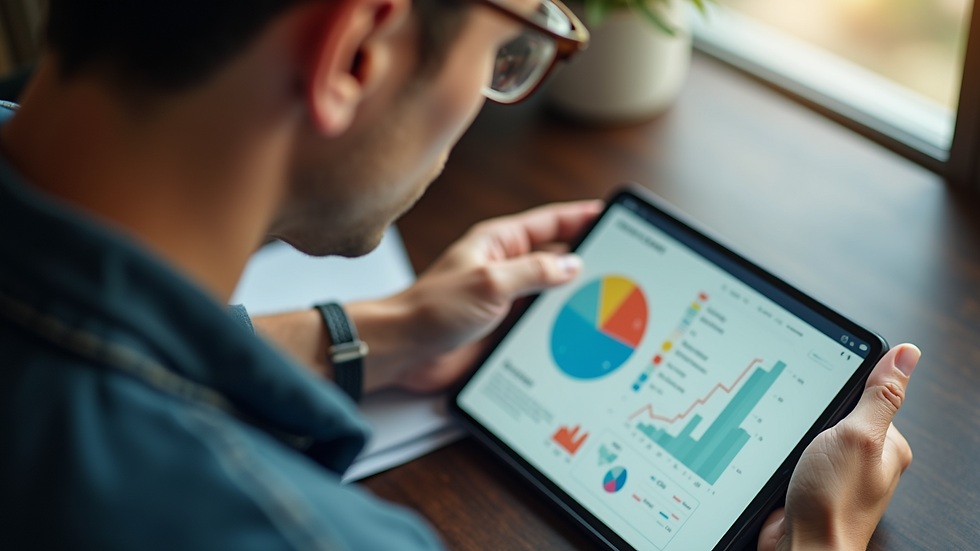 High angle view of a small business owner planning digital marketing strategy on a tablet