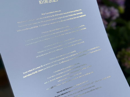 Paper anniversary foiled vow print