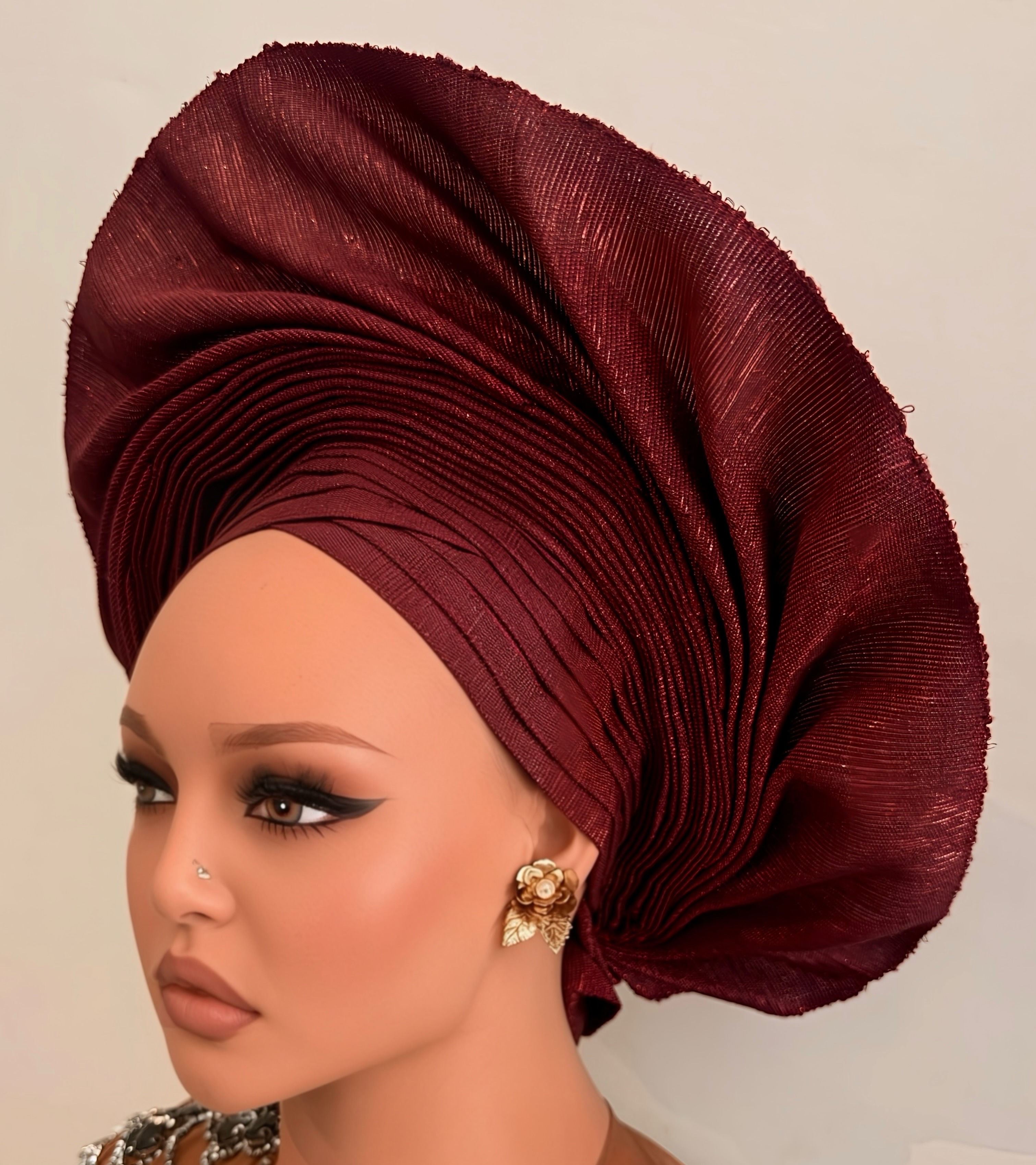 The Bold Burgundy Auto Gele