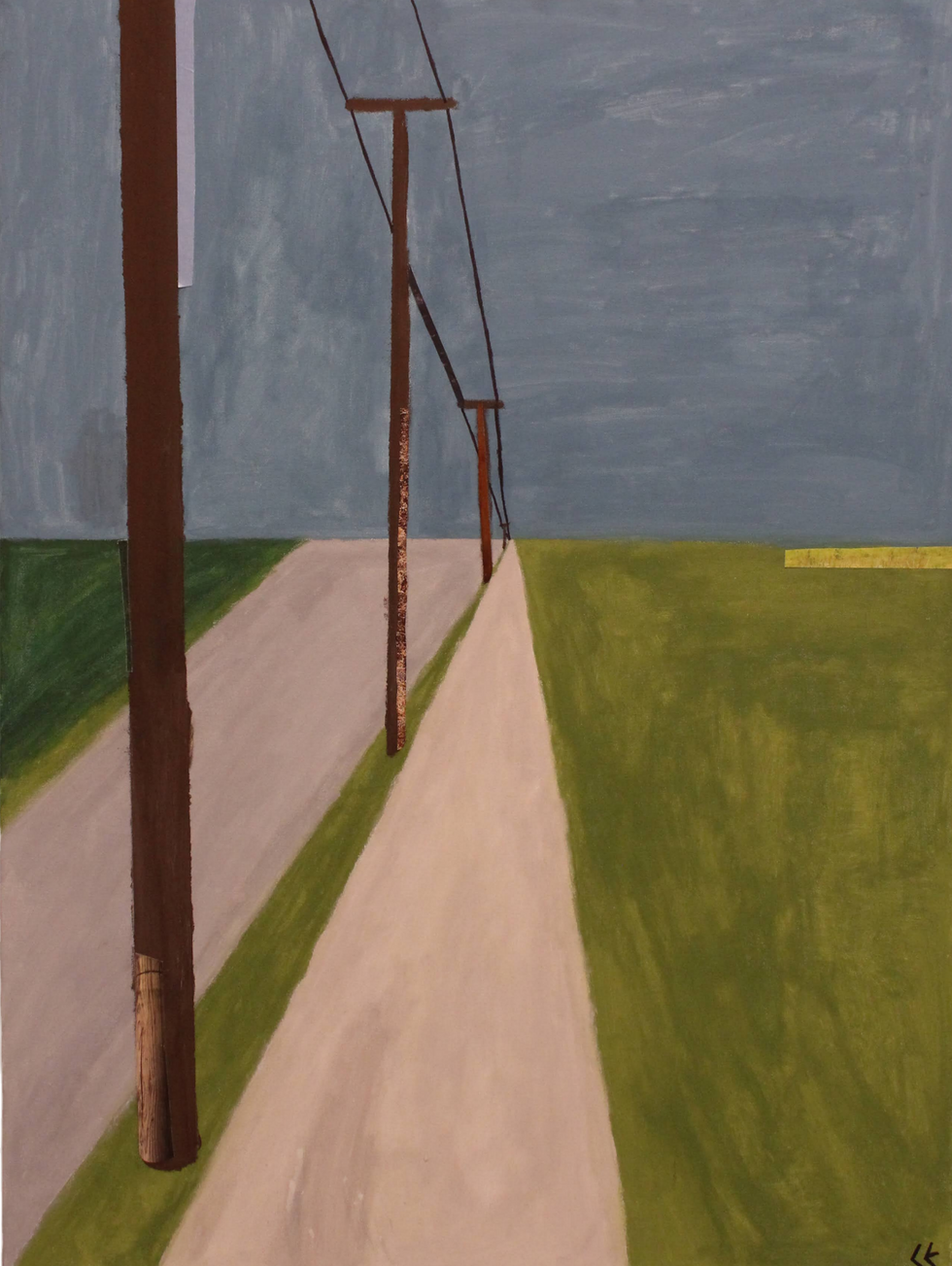 solitary walk, gouache and collage