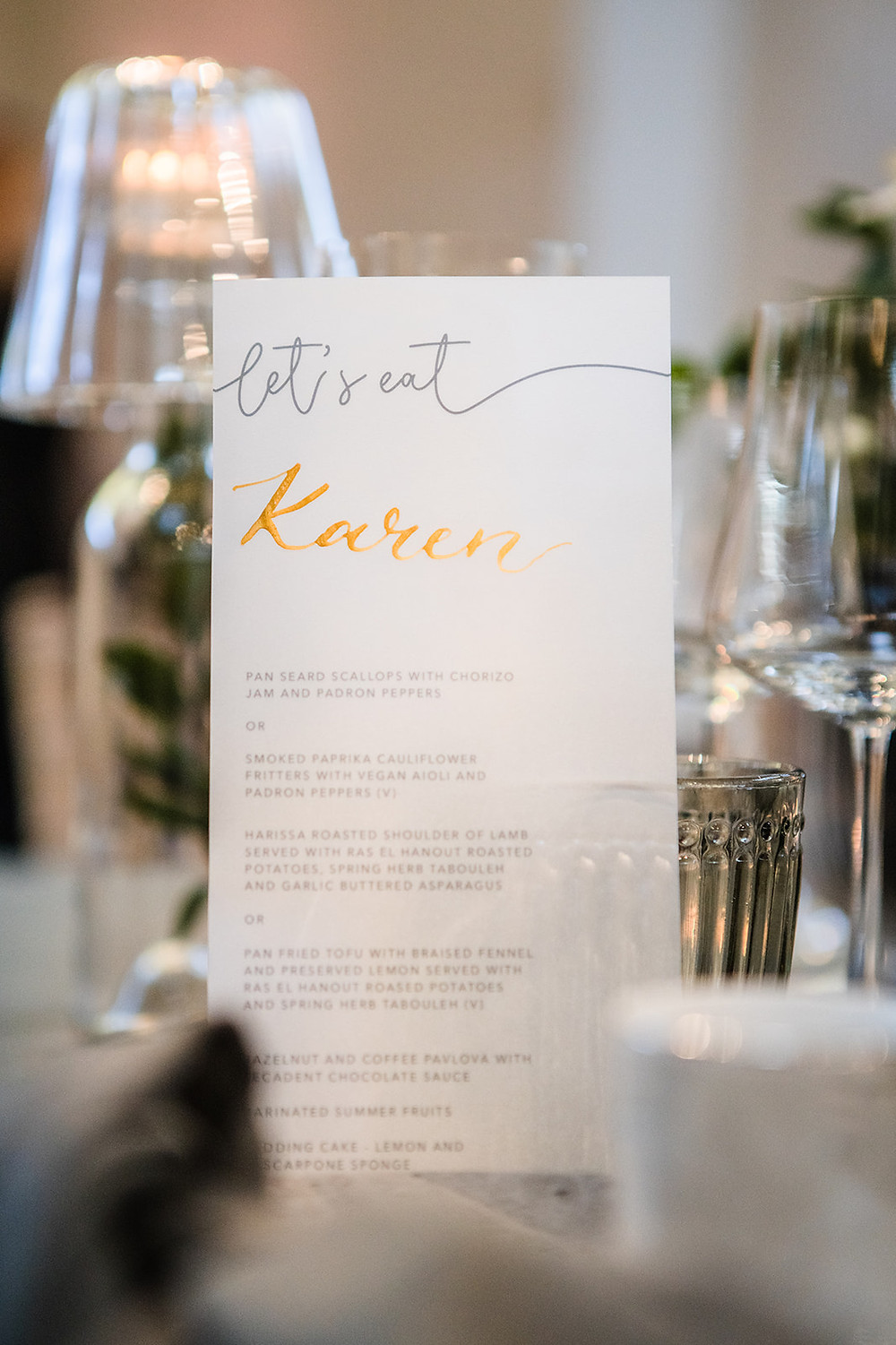 wedding menu stationary