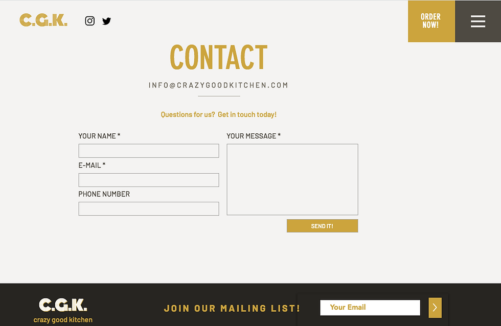 Crazy Good Kitchen Website Design - Contact Page