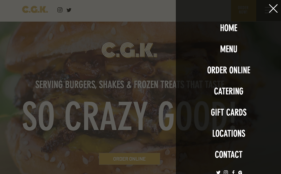 Crazy Good Kitchen Website Design - Navigation Bar