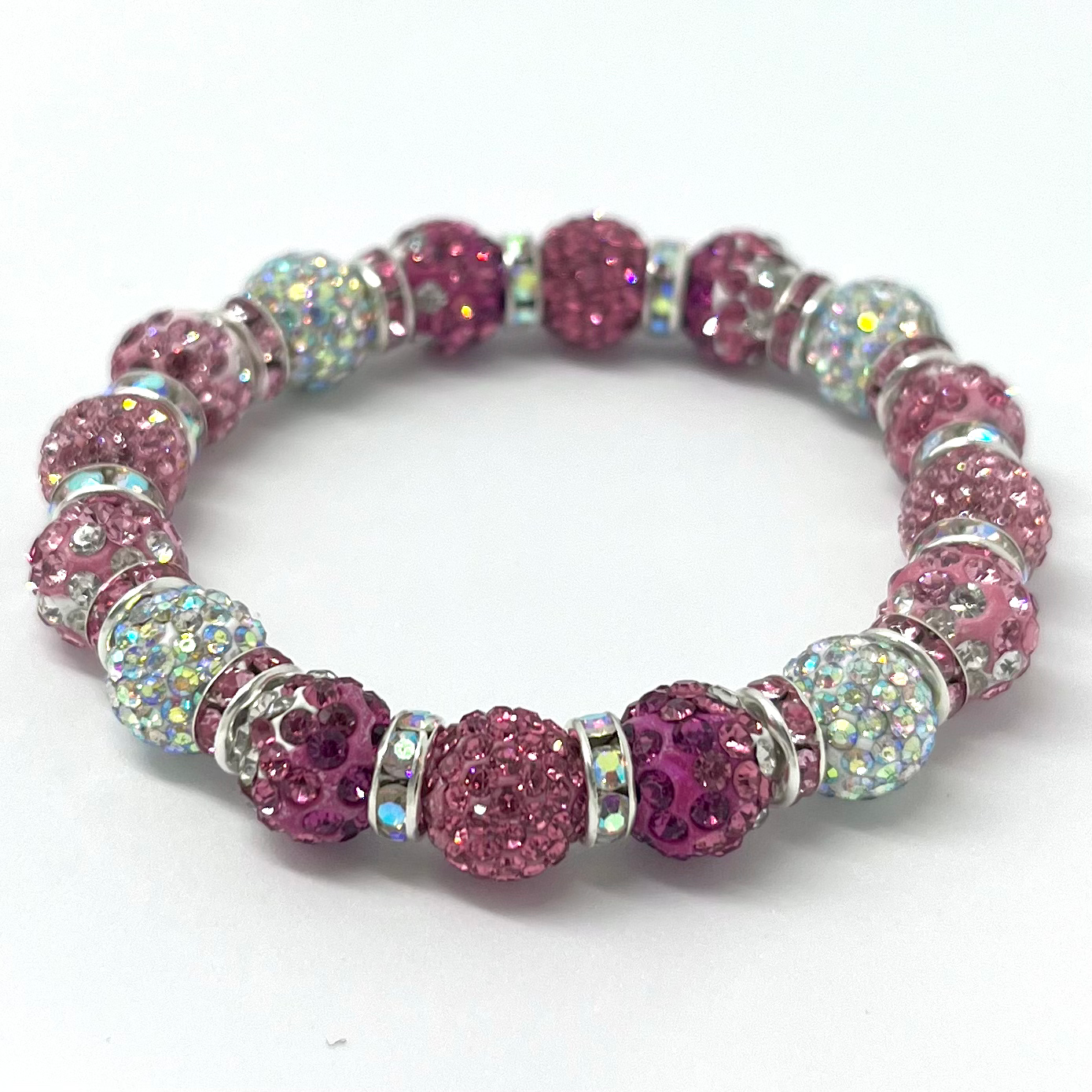 Shades of Pink Ombre Beaded Stretch Bracelet