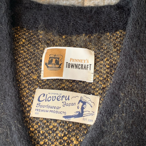 TOWNCRAFT® with Cloveru® 60s SHAGGY JAQUARD CARDIGAN | BIZARRE GREEN