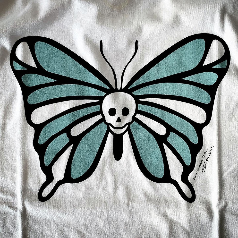 サムネイル： Cloveru  Tシャツ SKULL BUTTERFLY