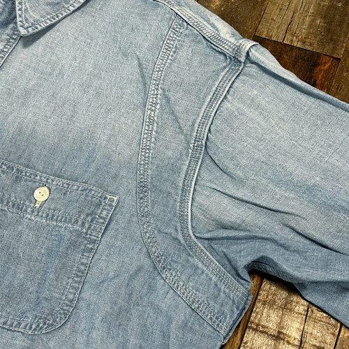 T.K. GARMENT SUPPLY with Cloveru Limited Chambray Shirts. -BLUE