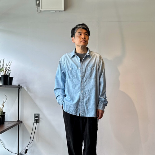 T.K. GARMENT SUPPLY with Cloveru Limited Chambray Shirts. -BLUE